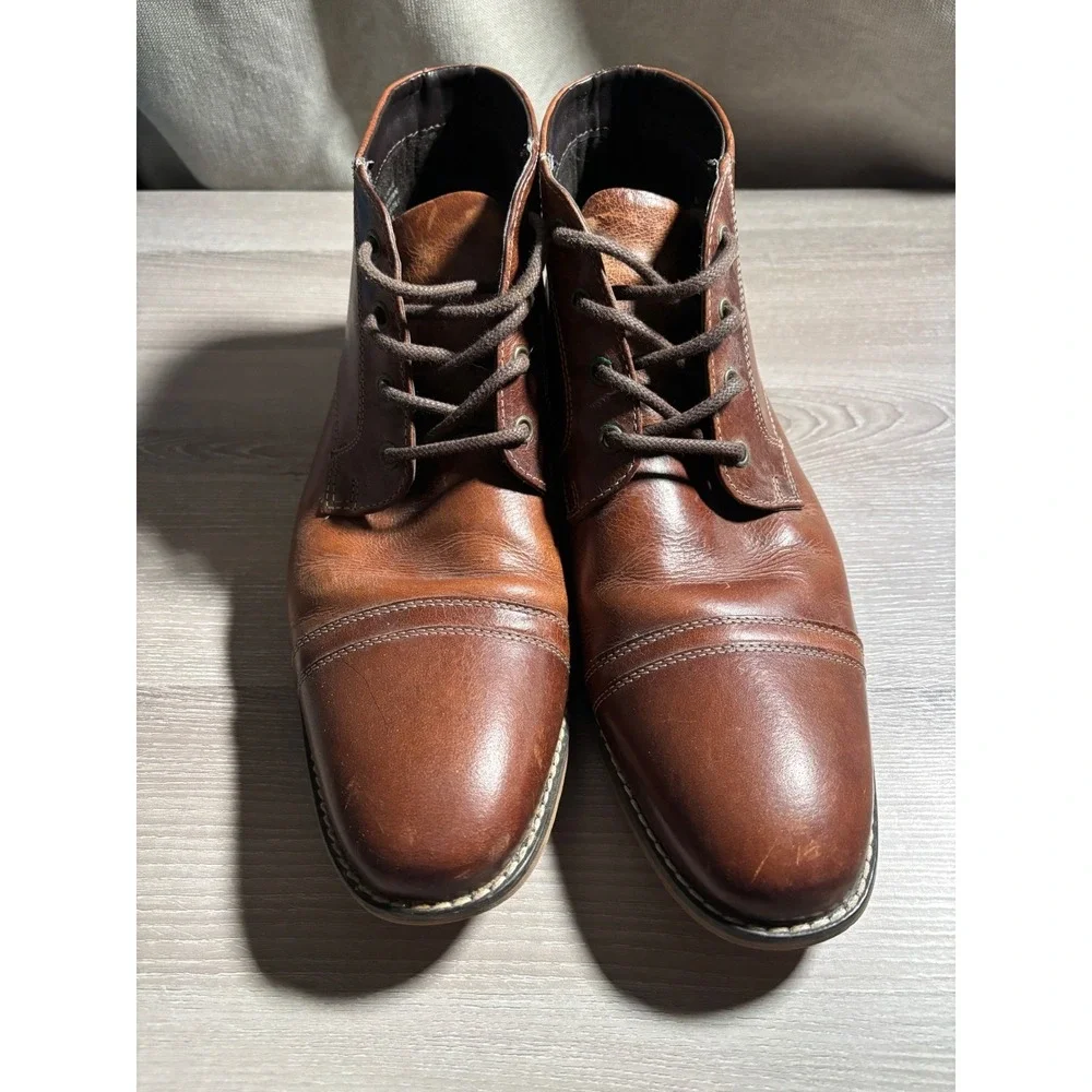 Steve Madden Mens‎ 13 Kirve Brown Leather Cap Toe Chukka Boots Heritage Business